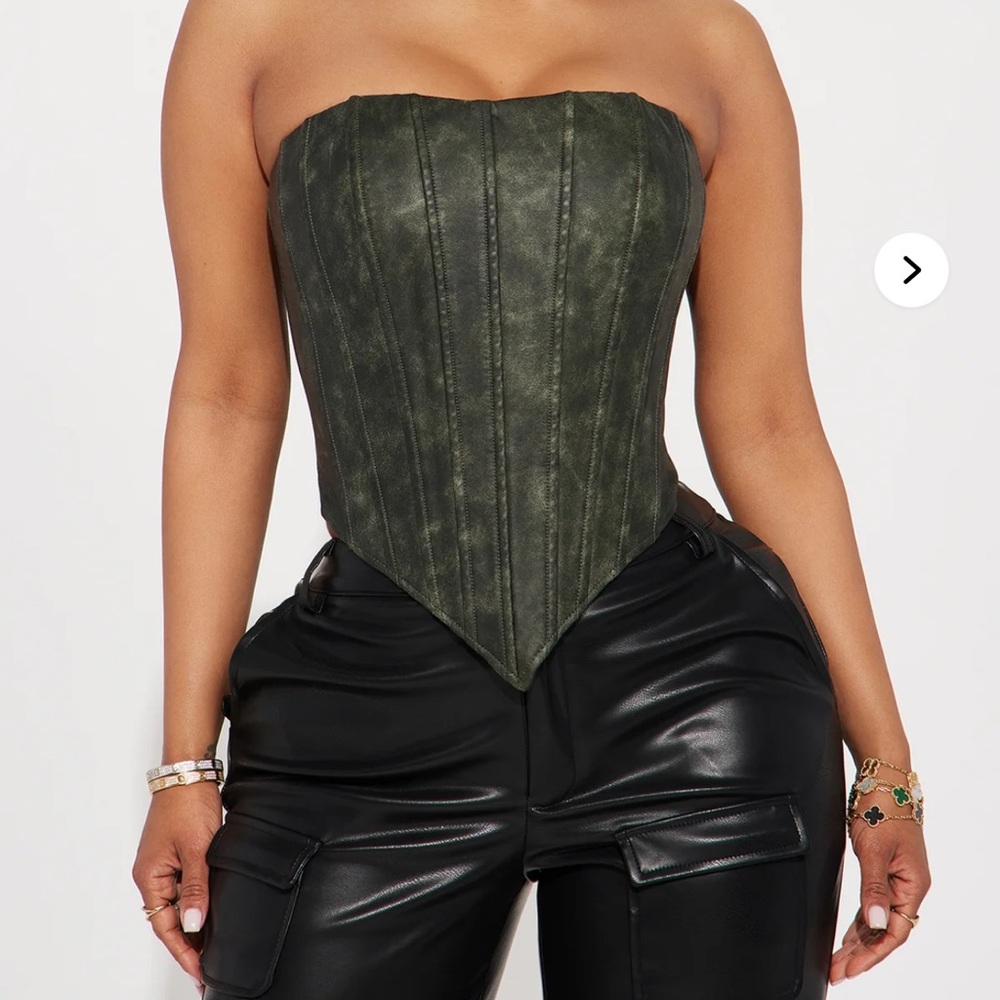 Green Strapless Corset Top